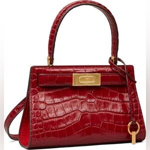 NWOT Tory Burch Mini Lee Radziwill Croc Embossed Leather Satchel